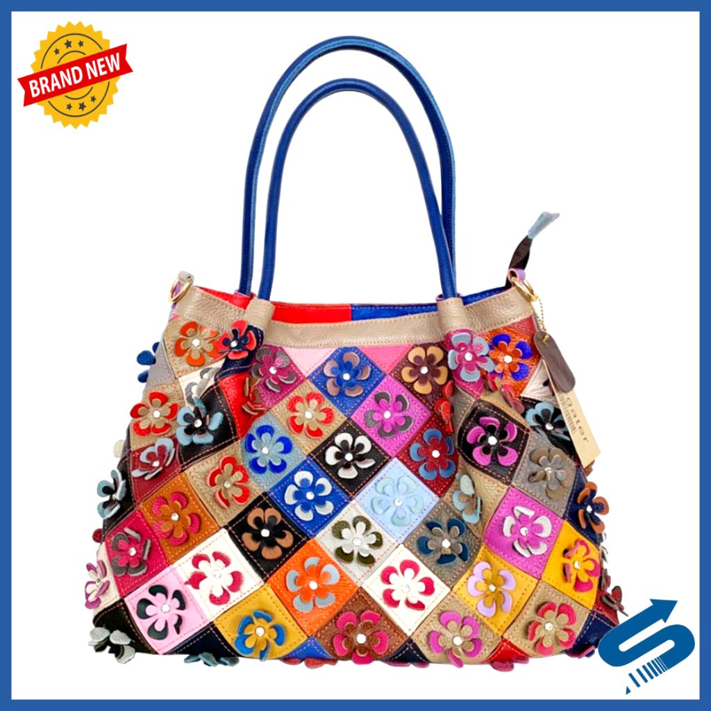Genuine Leather Tote Bag With Adjustable Strap, Multiple Pockets, Large Capacity